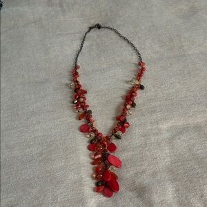 Coldwater Creek Red Beaded Cluster Necklace - Women Jewelry